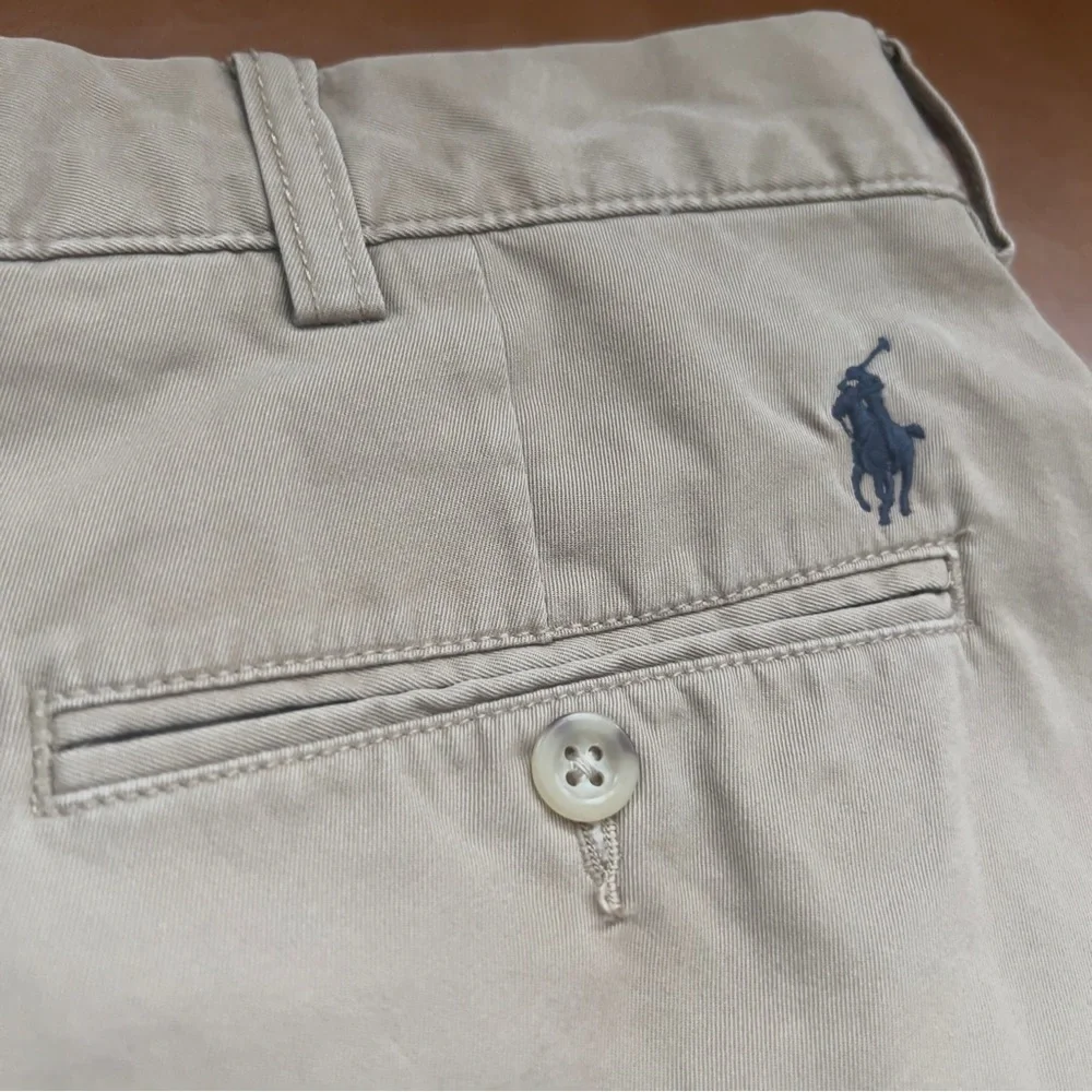Polo Ralph Lauren Logo Prepster Golf Chino Shorts Tan 36 Cotton Preppy Classic